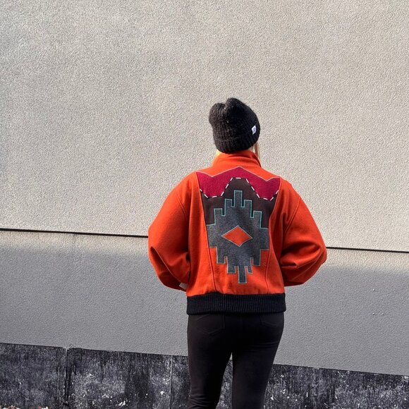 RARE VTG Cynthia Owings Wool Bomber Jacket / C.O.D. Navajo Design Coat - Picture 5 of 11